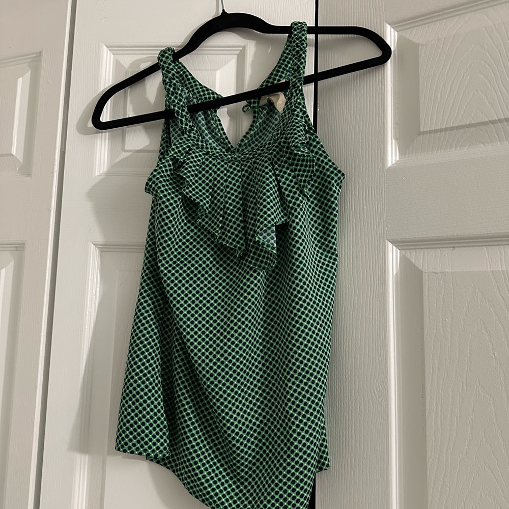 Green Patterned Sleeveless Top
